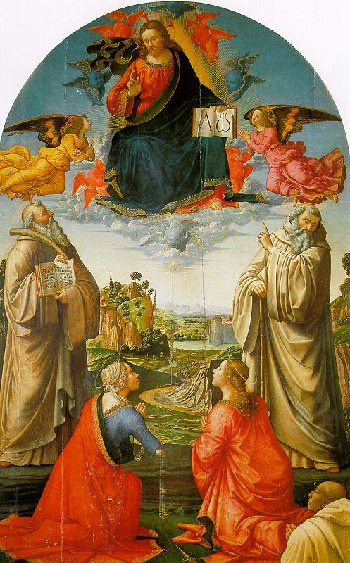 Domenico Ghirlandaio Christ in Heaven with Four Saints and a Donor oil painting image